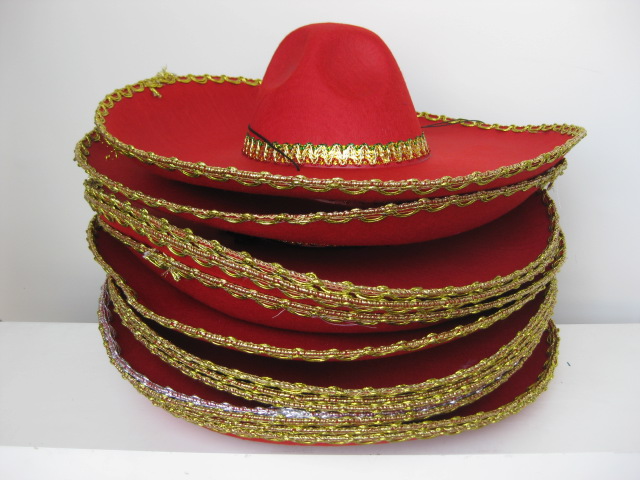 SOMBRERO, Rust Red w Gold Trim